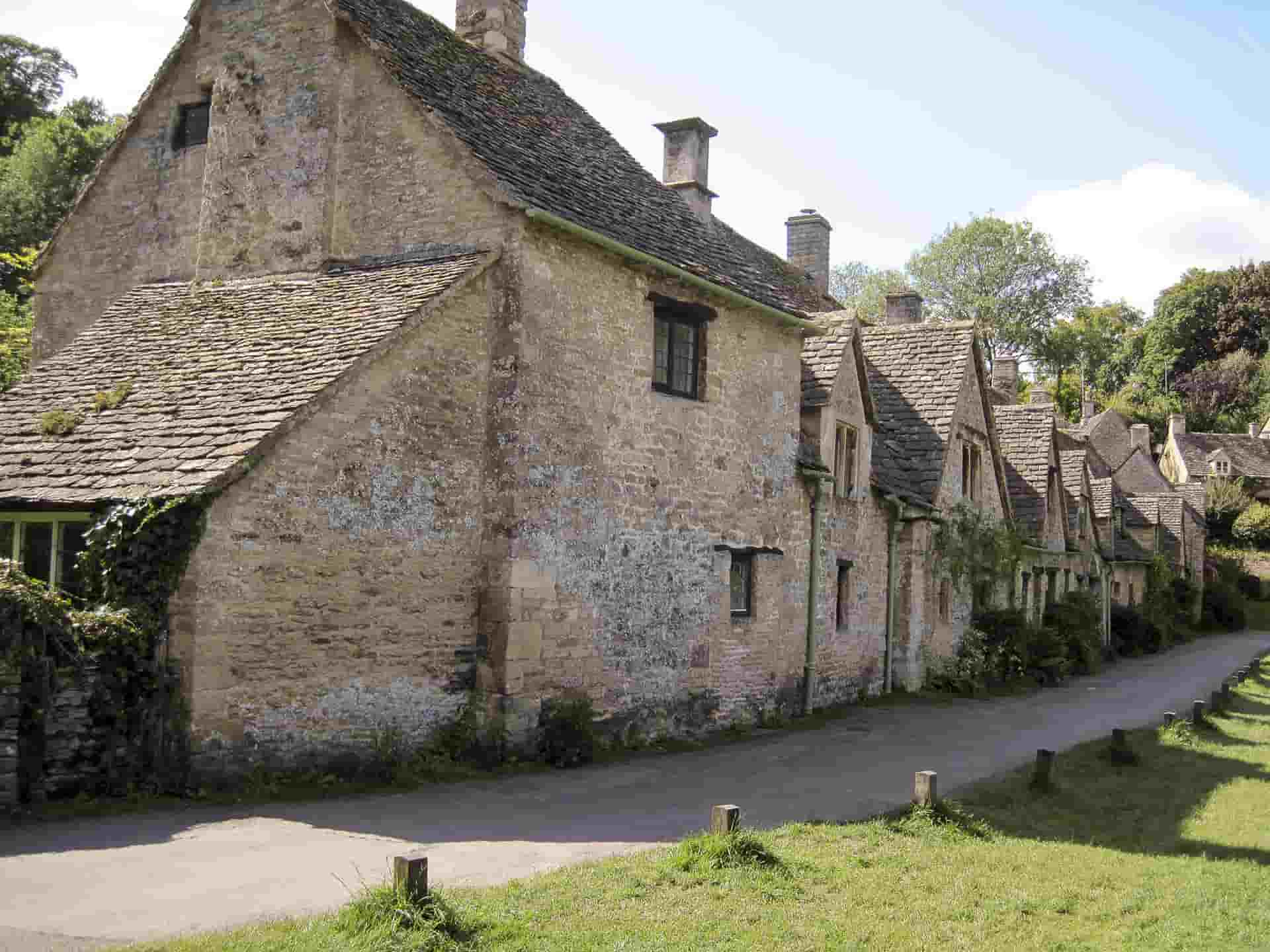 A rural, stone built row of houses in the coutryside