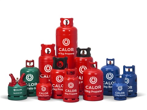 A collection of propane, butane and patio Calor gas bottles